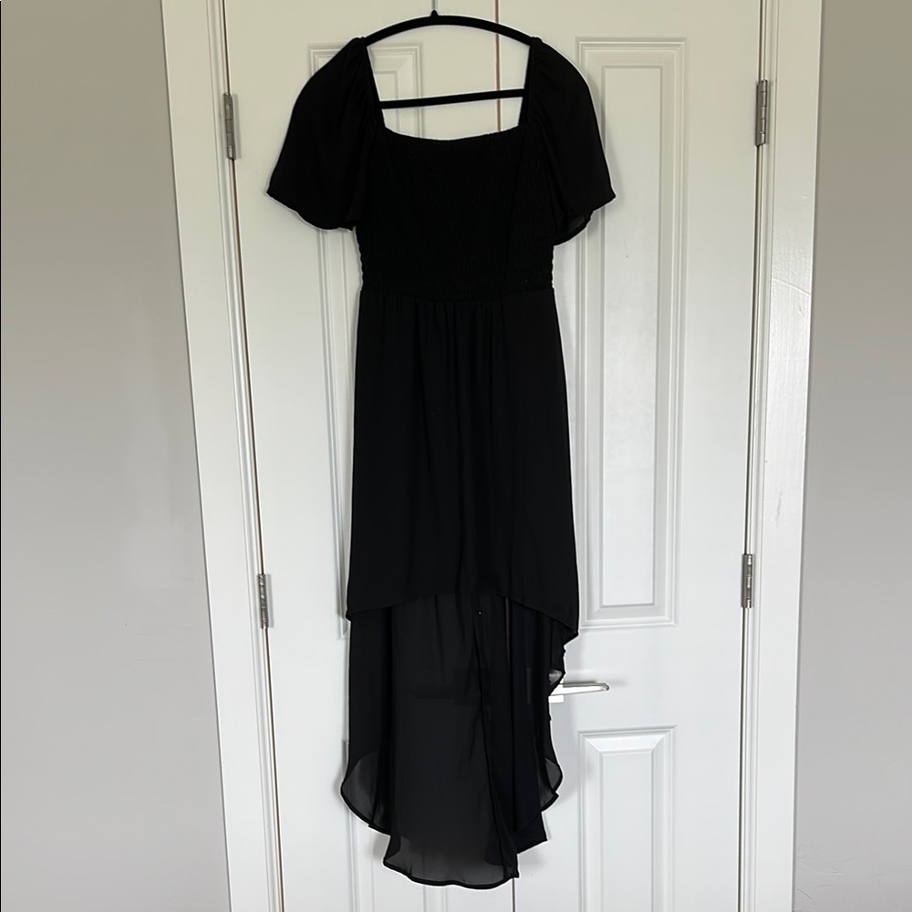 Lily Rose Black High Low Flutter Sleeve Dress